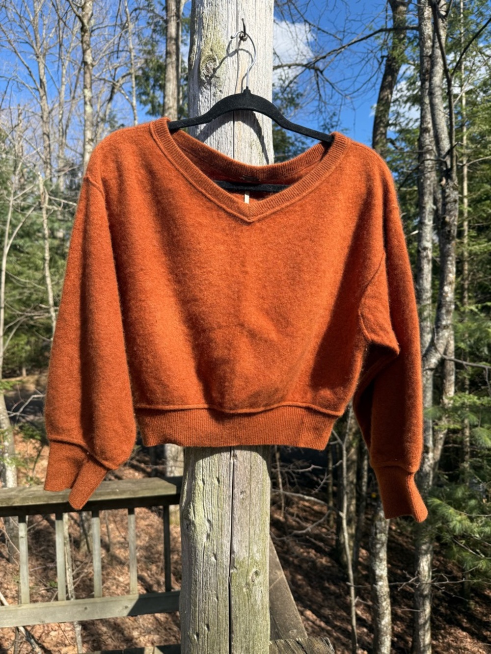 Rust Orange V-Neck Women's Sweater